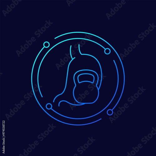 stomach heaviness icon, linear design