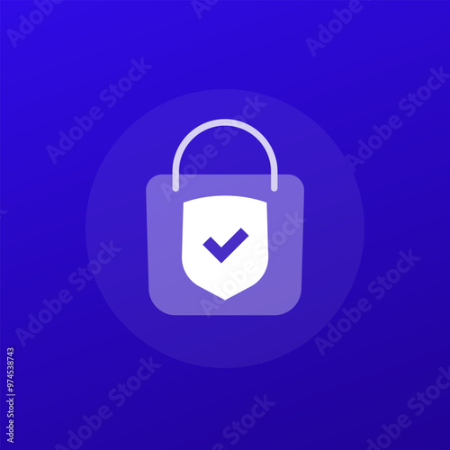 safe shopping vector icon, transparent design