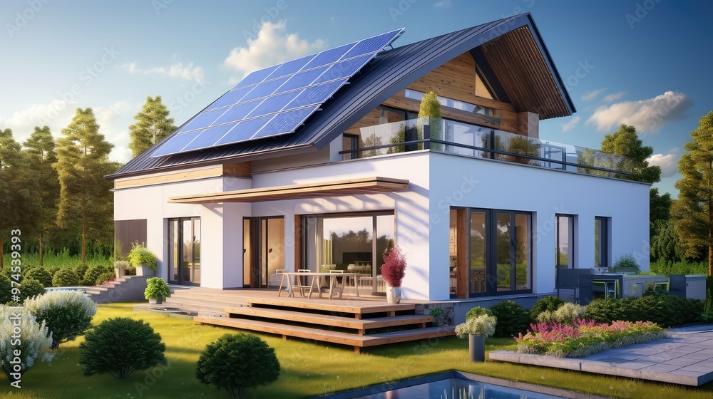 lines modern house with solar lines modern house with solar