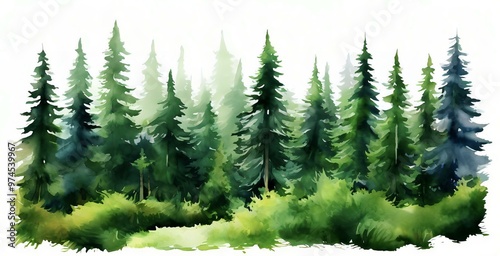 Illustration of watercolor forest