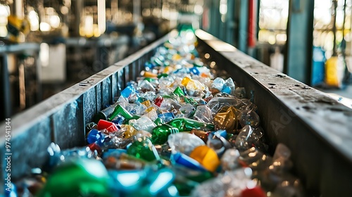 Wallpaper Mural Plastic Bottles on Conveyor Belt in Recycling Plant. Torontodigital.ca