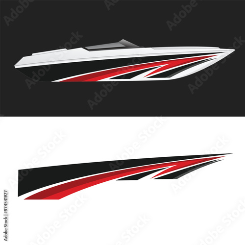 ship wrap sticker design vector. jet boat vinyl sticker
