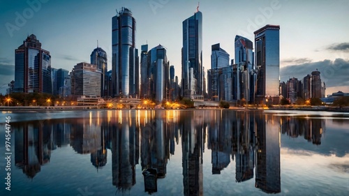Cityscape Reflection at Sunset.