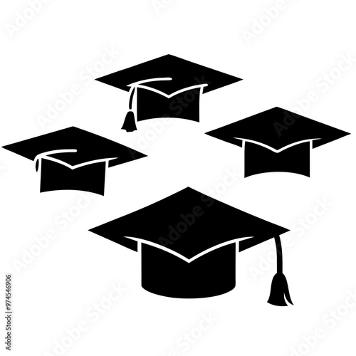 Graduation caps vector on white background