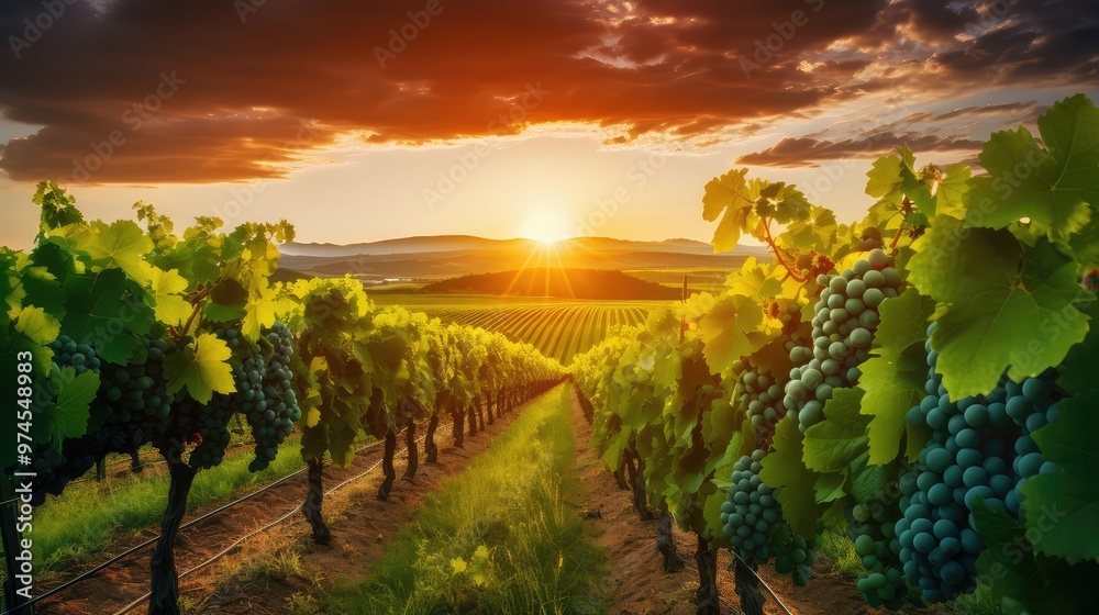 Naklejka premium sunlandscape wine background