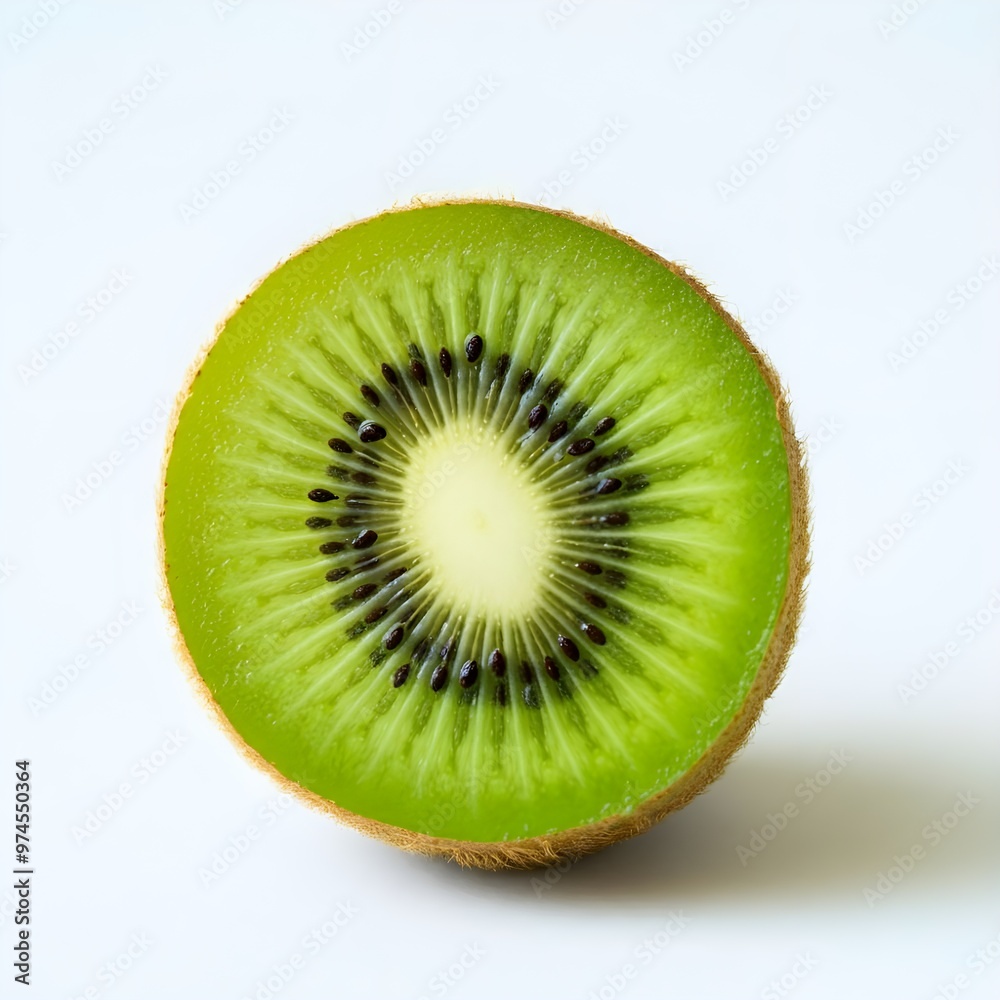 A fresh kiwi cut in half isolated on a white background. A fresh kiwi cut in half isolated on a white background.