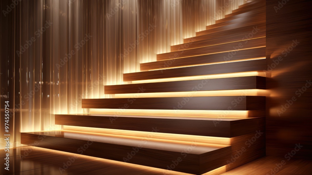 Obraz premium led wood with lights