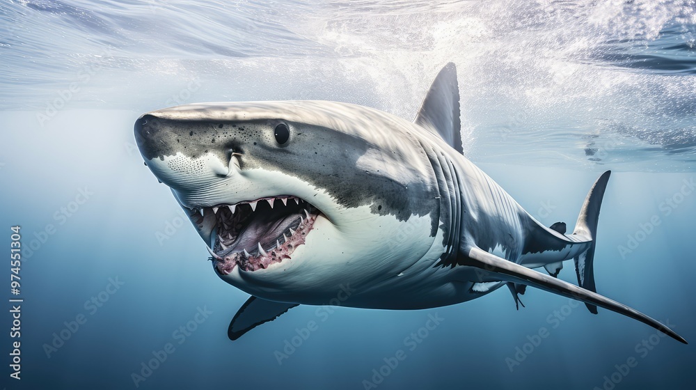 Naklejka premium powerful shark on white background