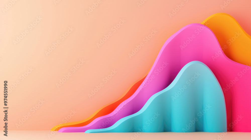 Monthly revenue chart, multicolor line graph, 3d render illustration Monthly revenue chart, multicolor line graph, 3d render illustration