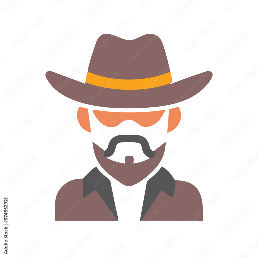 Cowboy icon with hat