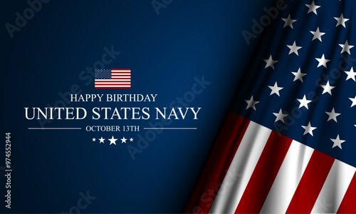 Happy  Birthday US Navy October 13 background Vector Illustration 