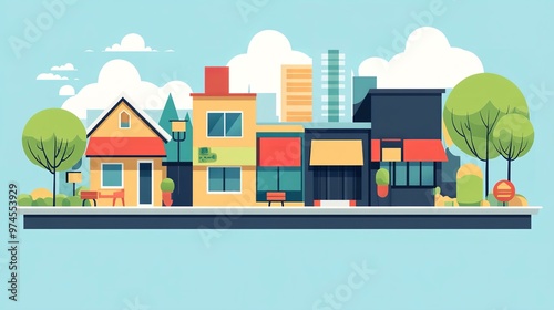 Stylized Town Street Illustration