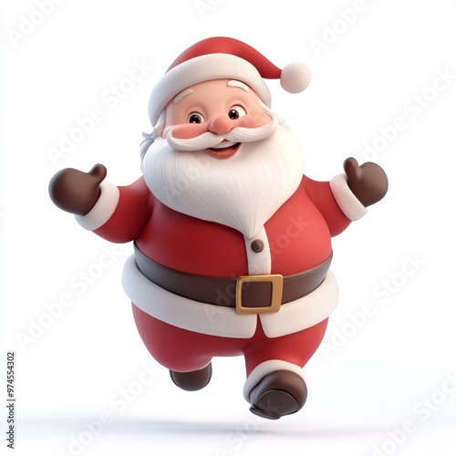 3D Cartoon Cute Funny Santa Claus Isolated on White Background