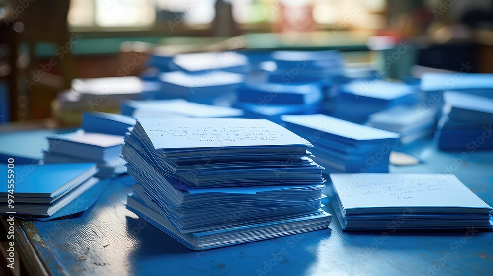desk writing blue desk writing blue