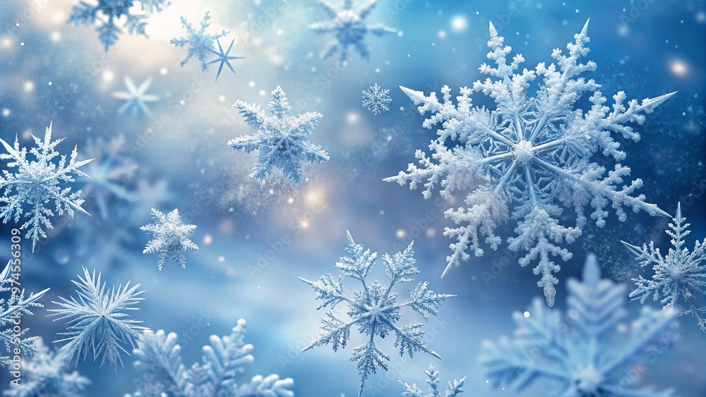 Delicate, intricate snowflakes gently fall from a serene, misty blue sky, casting a peaceful, wintry atmosphere with soft, feathery textures and gentle, lacy patterns. Delicate, intricate snowflakes gently fall from a serene, misty blue sky, casting a peaceful, wintry atmosphere with soft, feathery textures and gentle, lacy patterns.