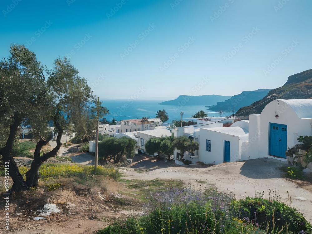 Obraz premium Greek village on the island