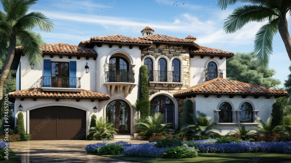 Fototapeta premium tiled house elevation