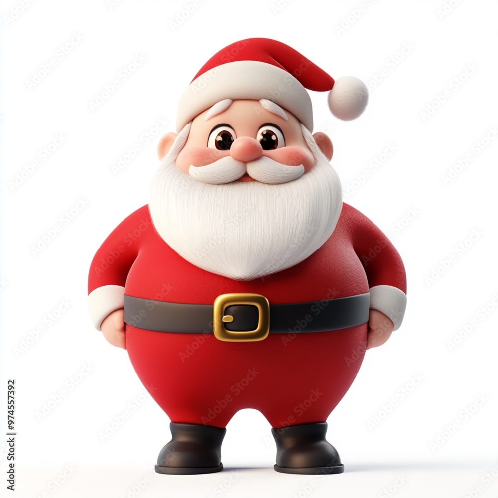 Obraz premium 3D Cartoon Cute Funny Santa Claus Isolated on White Background