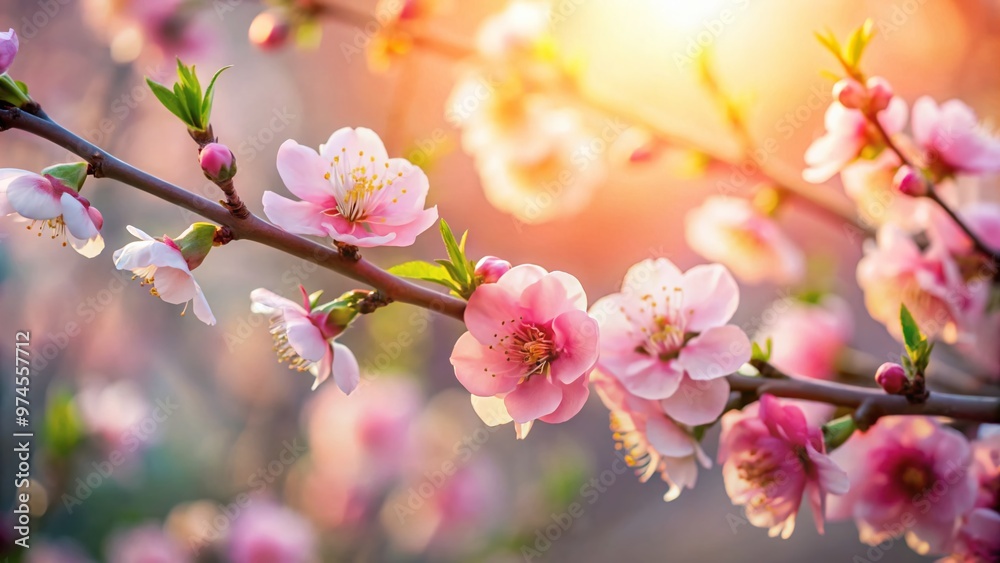 Delicate peach blossom petals unfold against a soft focus background, symbolizing beauty, prosperity, and the fleeting nature of life in traditional Chinese culture. Delicate peach blossom petals unfold against a soft focus background, symbolizing beauty, prosperity, and the fleeting nature of life in traditional Chinese culture.