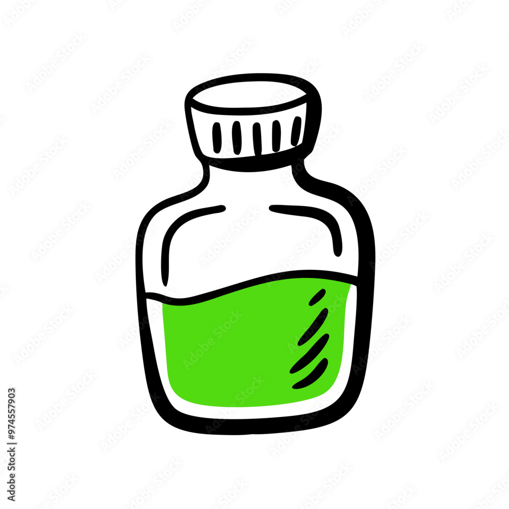 Jar with green liquid, herbal mixture icon Jar with green liquid, herbal mixture icon