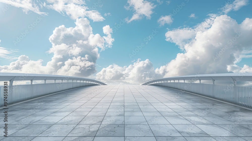 Modern Concrete Bridge Leading to Clouds Modern Concrete Bridge Leading to Clouds
