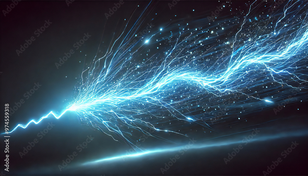 横に走る稲妻. 青い水平稲妻. Blue Horizontal Lightning. AI generated. 横に走る稲妻. 青い水平稲妻. Blue Horizontal Lightning. AI generated.