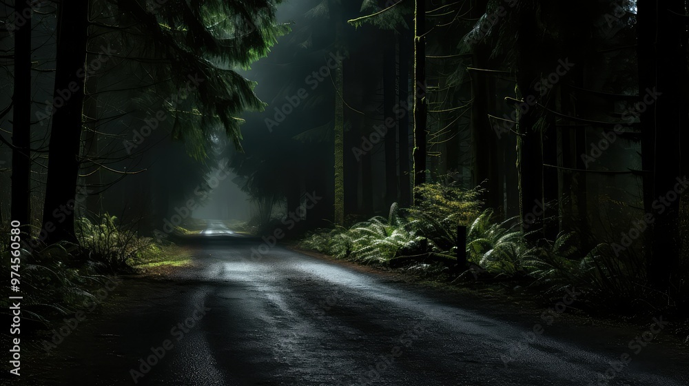 Fototapeta premium shadows dark forest road