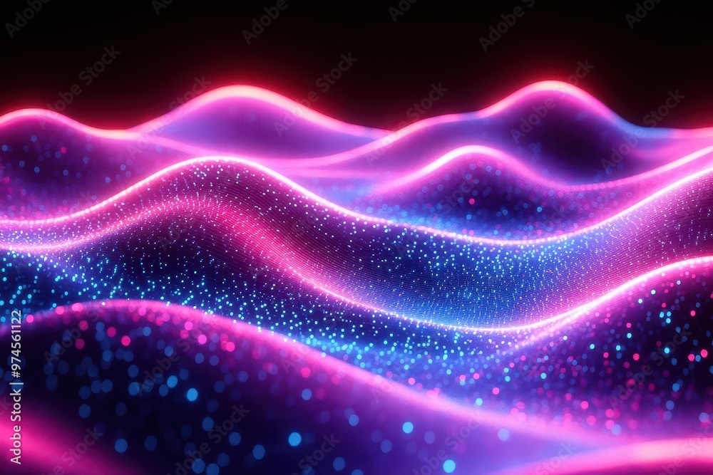 dynamic neon wave pattern electric blue and purple hues retrofuturistic aesthetic dark background glowing digital art dynamic neon wave pattern electric blue and purple hues retrofuturistic aesthetic dark background glowing digital art