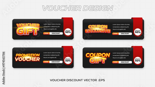 Collection set Editable Voucher Sale exclusive Discount deals gift with text effect Template