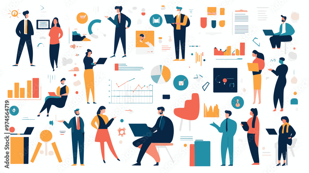 Business Concept illustrations. Mega set. Collection of scenes with men and women taking part in business activities. Vector illustration Business Concept illustrations. Mega set. Collection of scenes with men and women taking part in business activities. Vector illustration