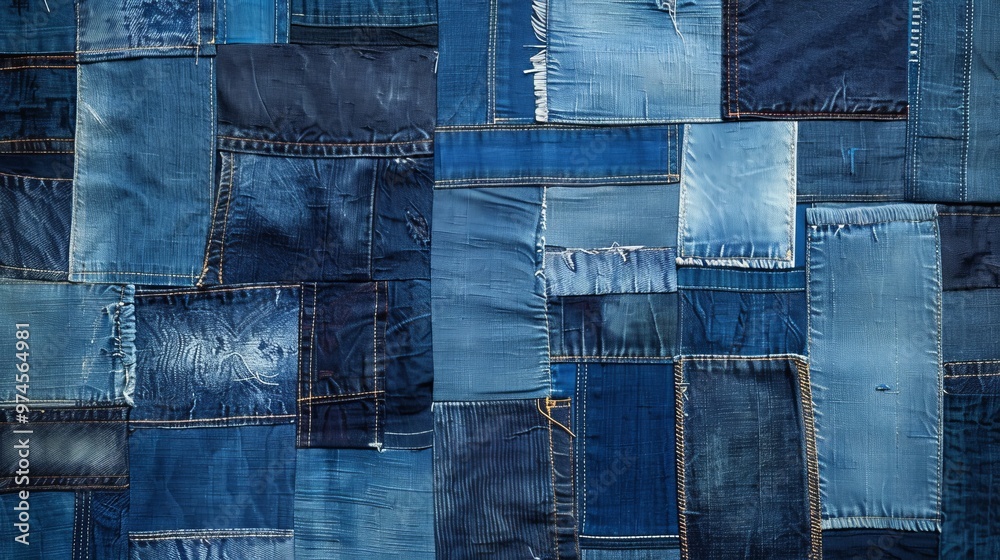 Denim Patchwork Fabric Background Texture Denim Patchwork Fabric Background Texture