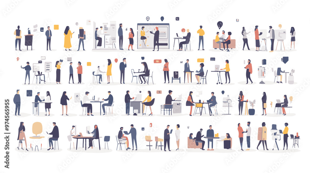 Business Concept illustrations. Mega set. Collection of scenes with men and women taking part in business activities. Vector illustration Business Concept illustrations. Mega set. Collection of scenes with men and women taking part in business activities. Vector illustration