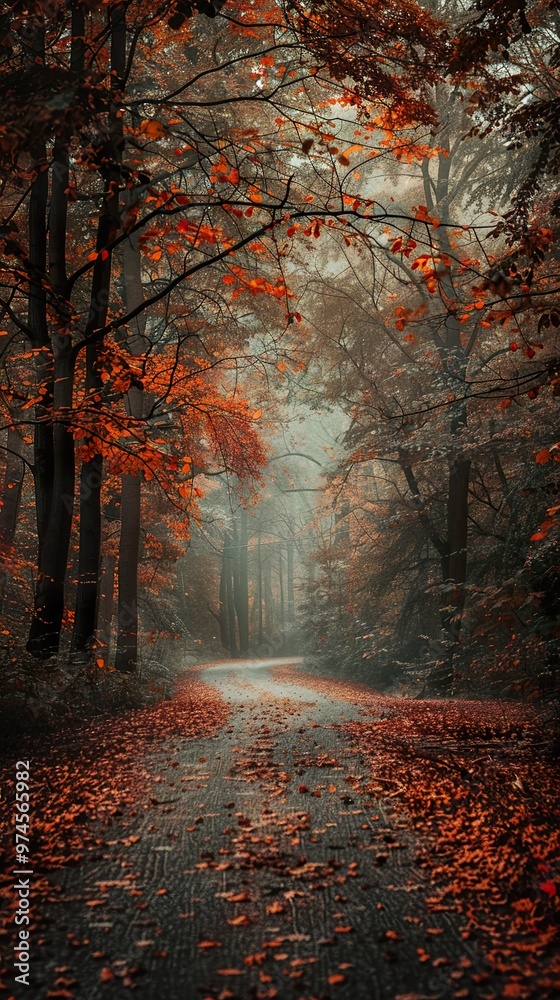 Fototapeta premium Autumn Path Through Misty