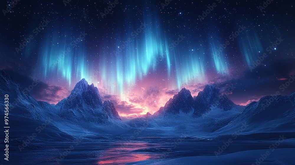 Aurora borealis illuminating the night sky Aurora borealis illuminating the night sky