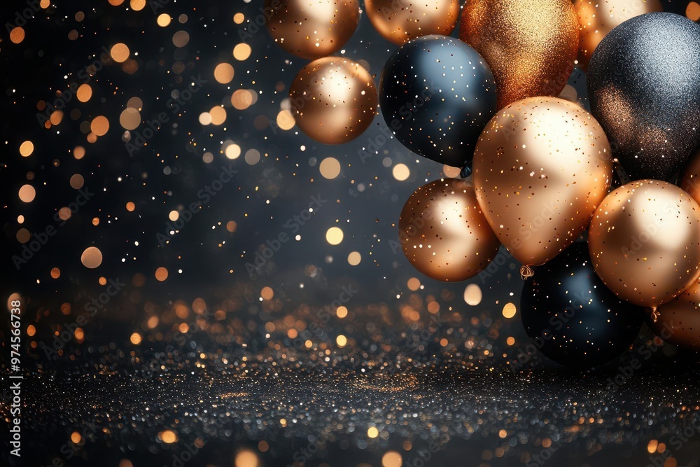 Fototapeta premium elegant birthday border design featuring sparkling gold elements luxurious composition with shimmering accents creating a sophisticated frame for celebratory occasions