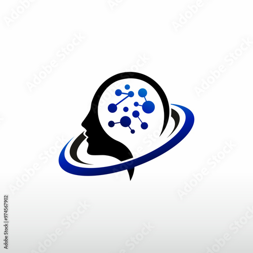 brain tech icon logo vector template illustration design