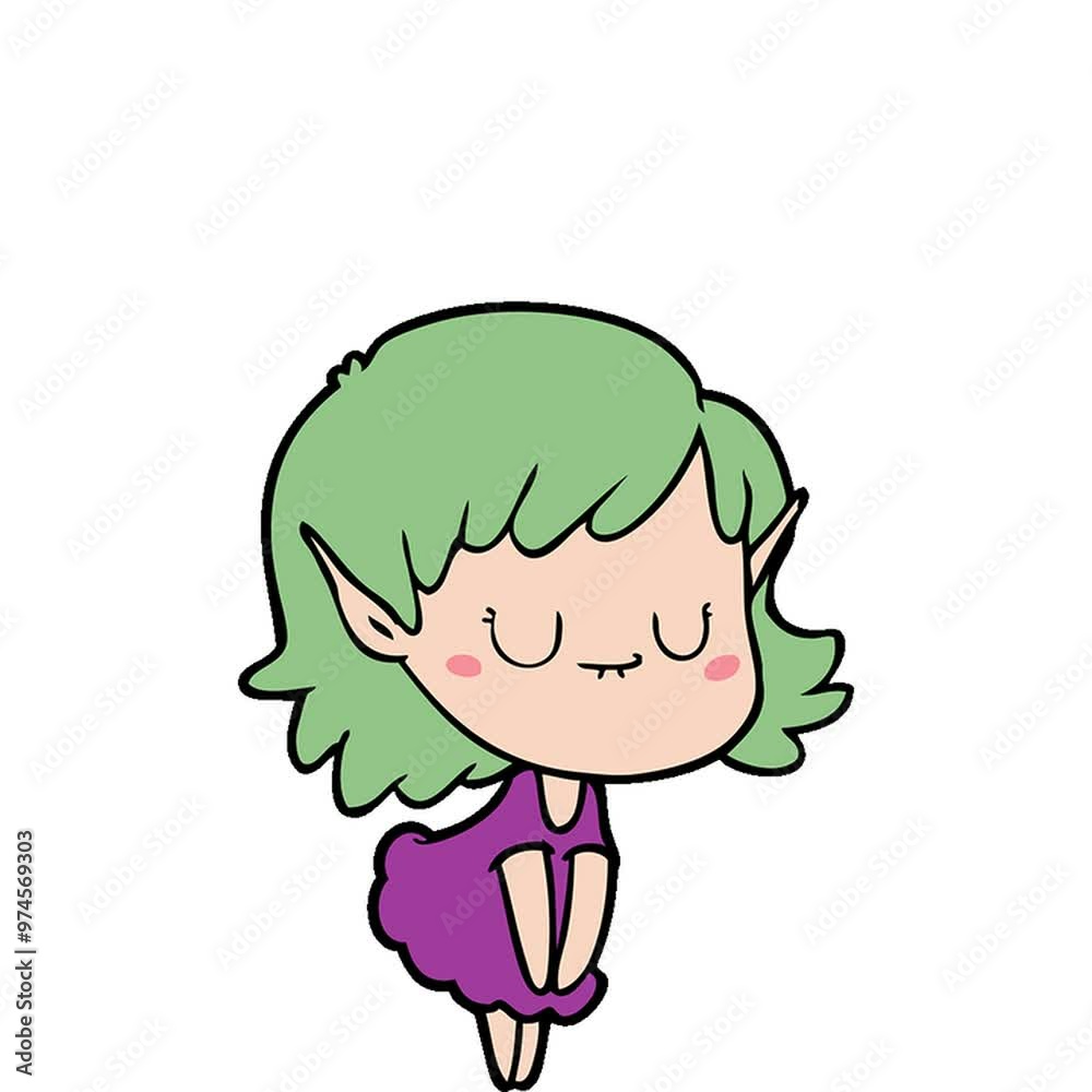 happy cartoon elf girl wearing dress happy cartoon elf girl wearing dress