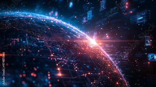 Global Connectivity in the Digital Age - Illuminated Globe with Network Connections and Media Imagery