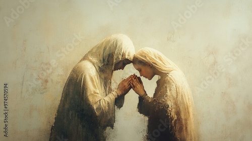 The Annunciation. Angel Gabriel appears to Mary, bringing God's message.