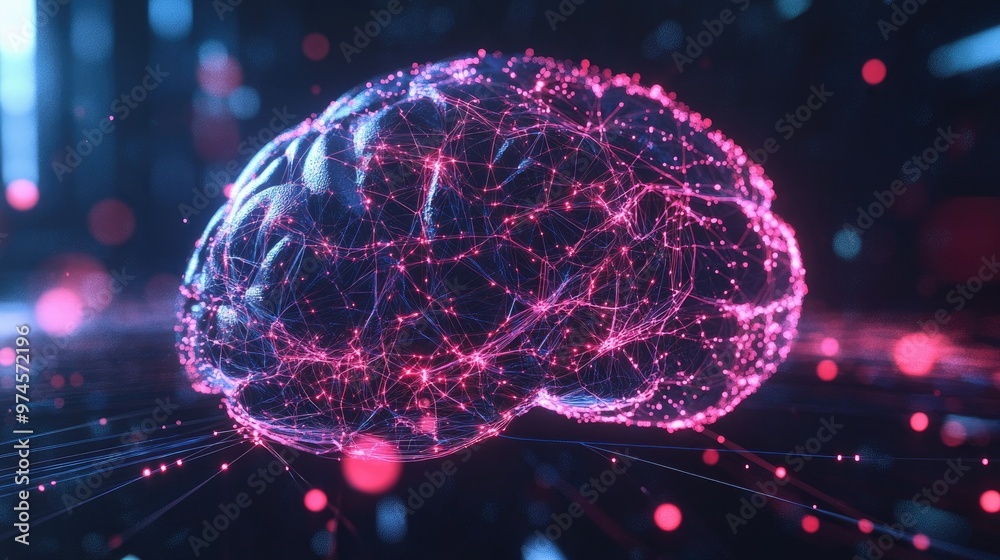 A futuristic hologram of a brain with bright connections forming, symbolizing cutting-edge innovation in the digital age. A futuristic hologram of a brain with bright connections forming, symbolizing cutting-edge innovation in the digital age.