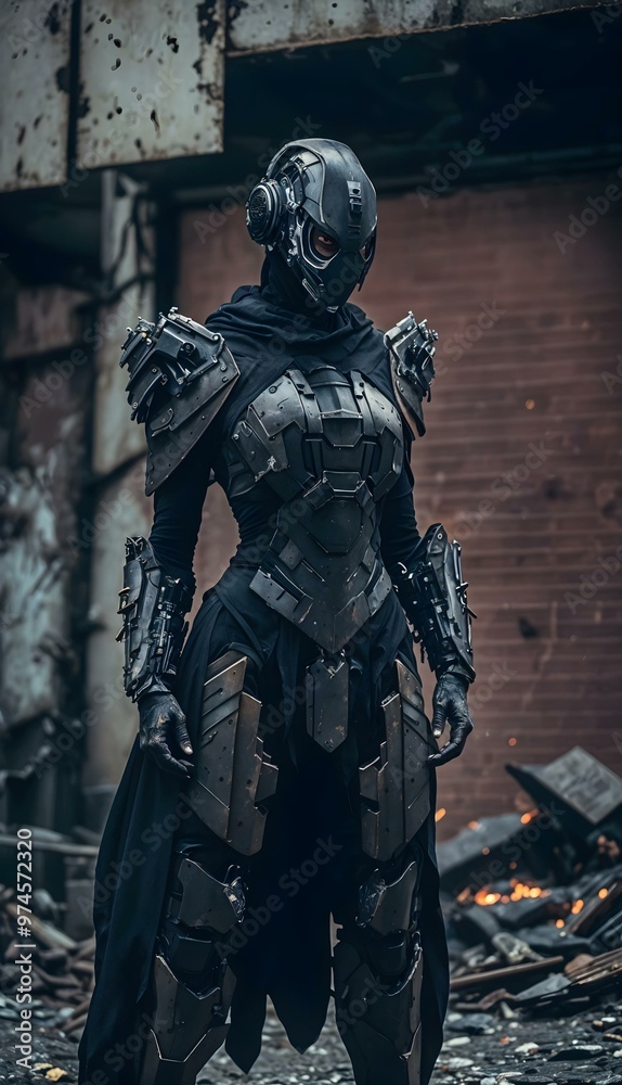 Futuristic soldier in an alien uniform..