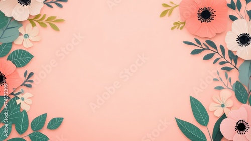 Business concept in minimal of Floral elements enhancing corporate stationery, elegant and modern business design, Copy space for stock photo, no text, no logo, flat design illustration photo