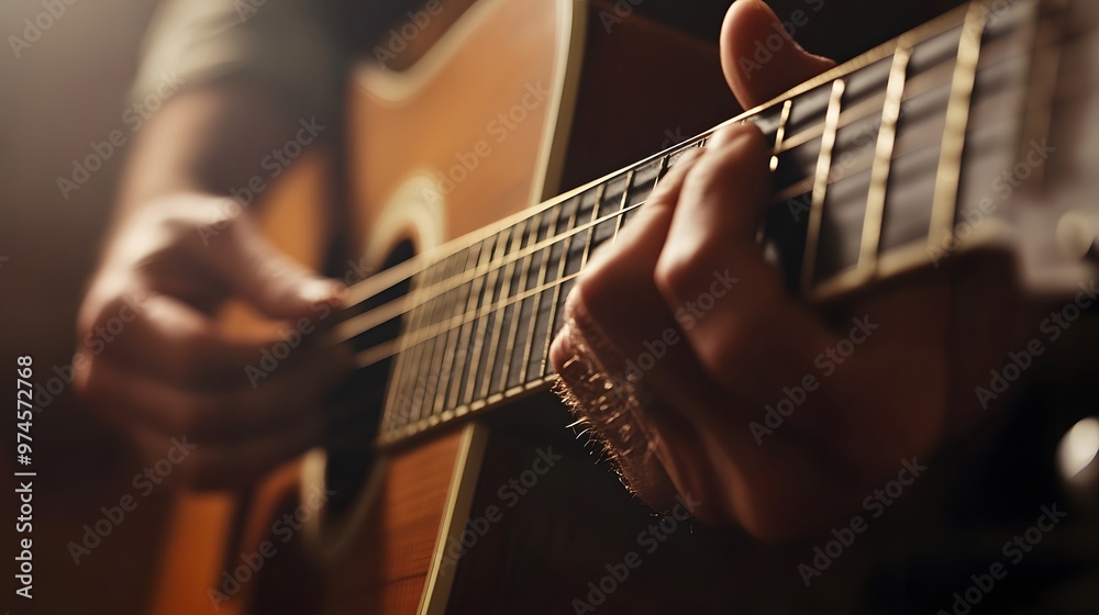 Musician’s Hand Playing a Guitar: A musician's hand strumming a guitar, with focus on the strings and hand movements.
Musician’s Hand Playing a Guitar: A musician's hand strumming a guitar, with focus on the strings and hand movements.