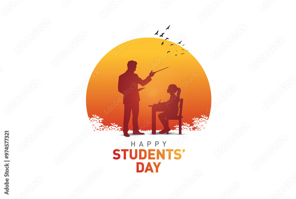 Happy students' day concept vector illustration background. Creative students' day vector education concept. Happy students' day concept vector illustration background. Creative students' day vector education concept.