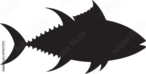 tuna fish silhouette design vector art illustration