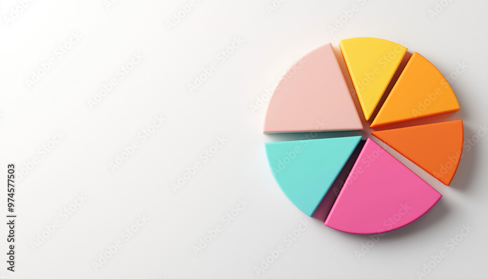 Circular pie chart, colorful segments, 3d render illustration Circular pie chart, colorful segments, 3d render illustration