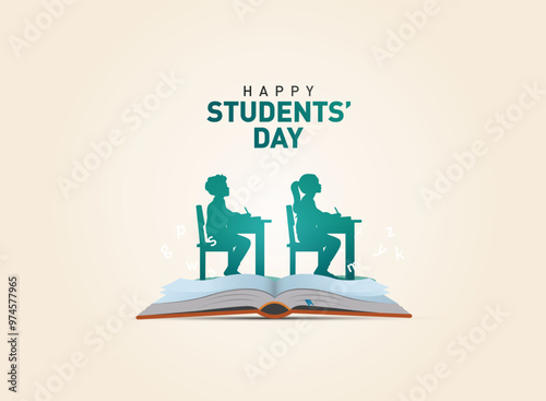 Happy students' day concept vector illustration background. Creative students' day vector education concept.