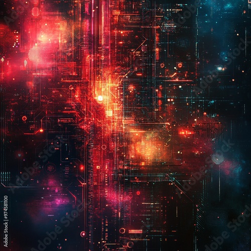 Futuristic Technology Background for Business with Digital Textures and Abstract Elements for Copy Space.