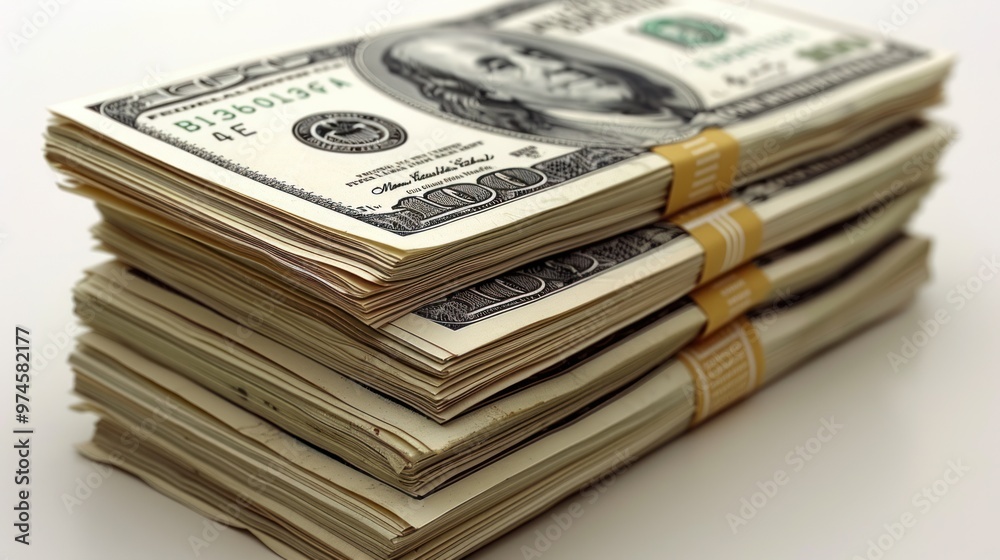 Stacks of cash creating a chaotic atmosphere in a bank setting during a busy transaction time Stacks of cash creating a chaotic atmosphere in a bank setting during a busy transaction time
