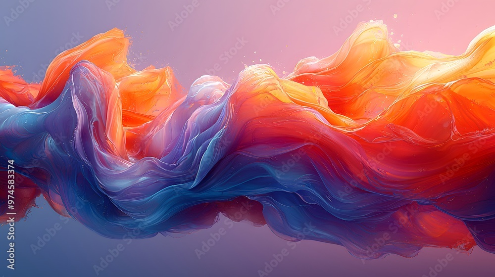 Streams of colorful 3D liquid twist through the scene, their paint-like motion blending with abstract technology-inspired forms. The composition vibrant energy is balanced by clear space for text Streams of colorful 3D liquid twist through the scene, their paint-like motion blending with abstract technology-inspired forms. The composition vibrant energy is balanced by clear space for text